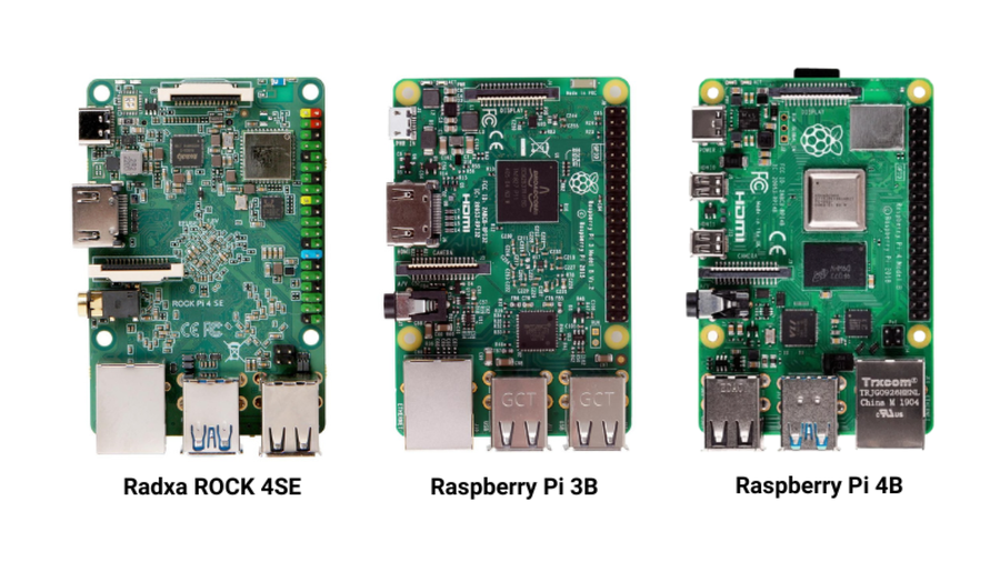 Top of Radxa ROCK 4SE vs. Raspberry Pi 3B vs. Raspberry Pi 4B